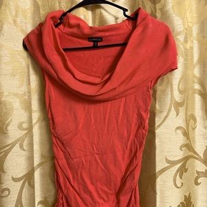 Express Coral cowl neck fitted top